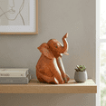 thumbnail image 2 of Wooden Hand Carved Sitting Elephant Statue Figurine Sculpture Art Decorative Rustic Home Decor Accent Handmade Handcrafted Decoration Wood, 2 of 9