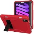 thumbnail image 1 of ELEHOLD Rugged Hybrid Case for iPad Mini 6 2021, Three-Layer Full Protection Hidden Kickstand Pencil Holder Shockproof Durable Case for iPad Mini 6th Gen(Red+Black), 1 of 7