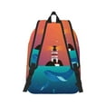 thumbnail image 6 of Rocae Lighthouse and Whale for Durable Canvas Backpack Leisure Large Bag Travel Rucksack Multi-function Backpack Small, 6 of 8