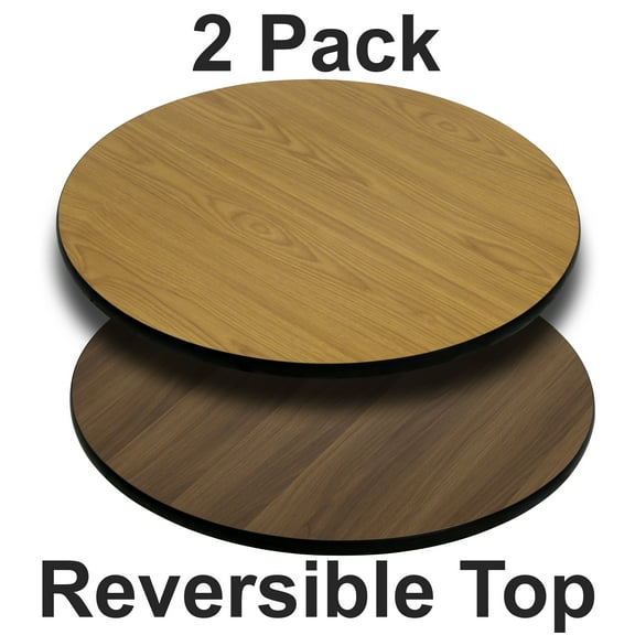 Flash Furniture 2 Pk. 42'' Round Table Top with Natural or Walnut Reversible Laminate Top