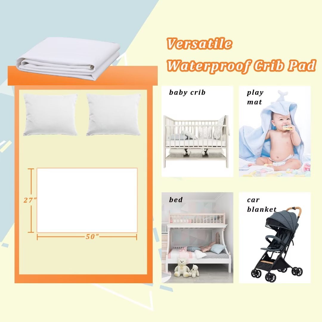 Shunjie.Home 2 Pack Waterproof Crib Mattress Protector Pad 27" x 39", Washable Flannel Crib Pad