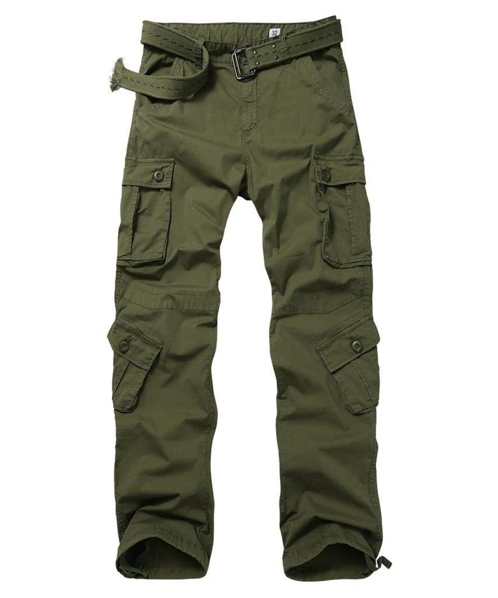 Outdoor Tactical Camo Hiking Pants Multi-Pocket Relaxed Fit Cotton Casual Work Pants TRGPSG Men's Cargo Pants 