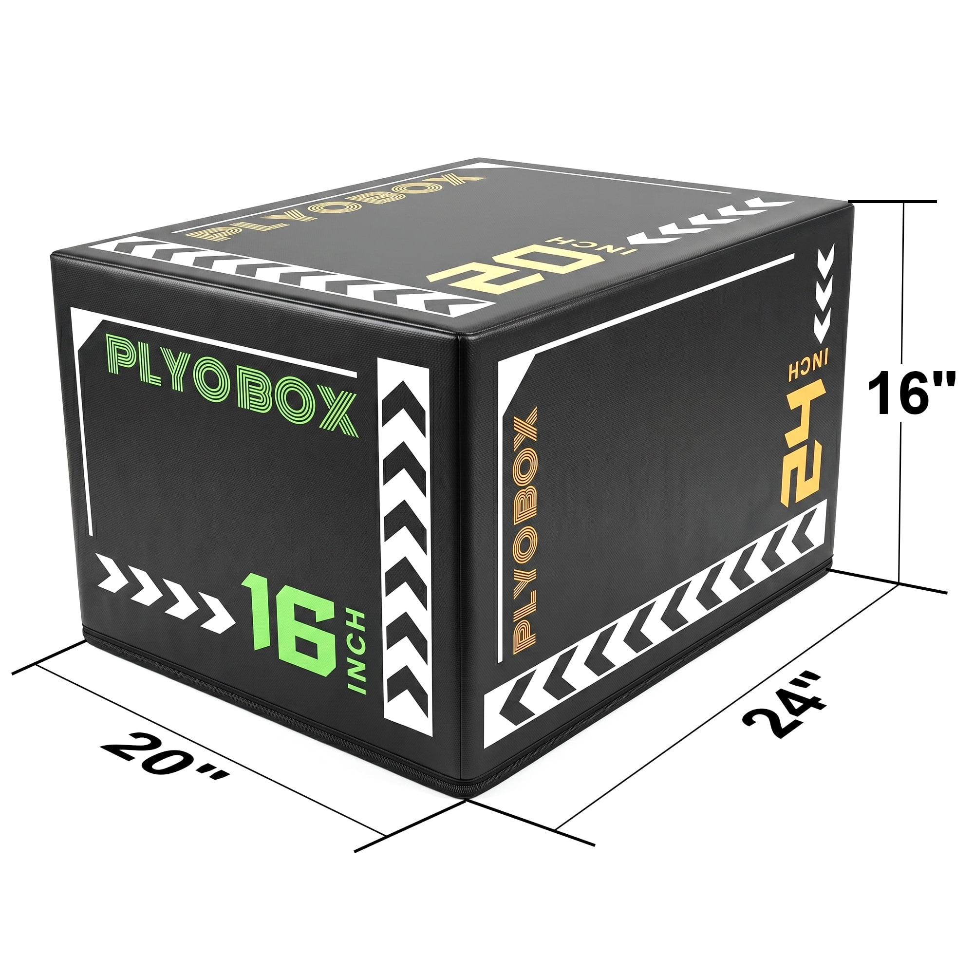 Leumius 3-in-1 Foam Plyometric Jump Box for Home Gym,16/20/24 Inch Multiple Height Options,Versatile Plyo with Non-Slip Surface for Strength, HIIT, Step-Ups, and Agility Training,Black