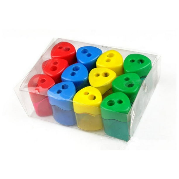 Mega Set Of 12 Double Hole Triangular Shaped Pencil Sharpener With