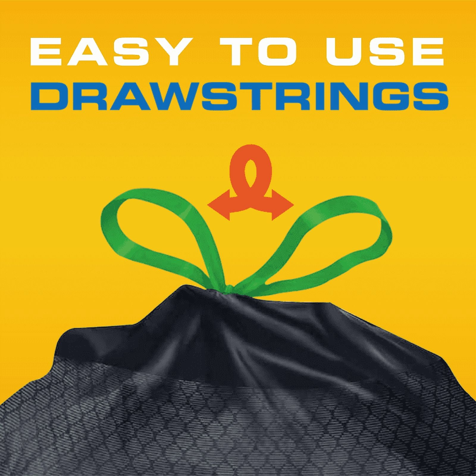 Xtratuff MegaFlex 30 Gallon Kitchen Drawstring Trash Bags – 90 Count, Black, Unscented, Heavy Duty with Leak & Tear Protection
