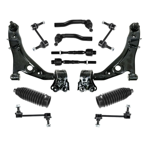 PartsW - 12 Pc Front & Rear Suspension Kit Lower Control Arms, Sway Bar Links, Tie Rod Ends with Bellow Boots Steering for Ford Edge, Lincoln MKX