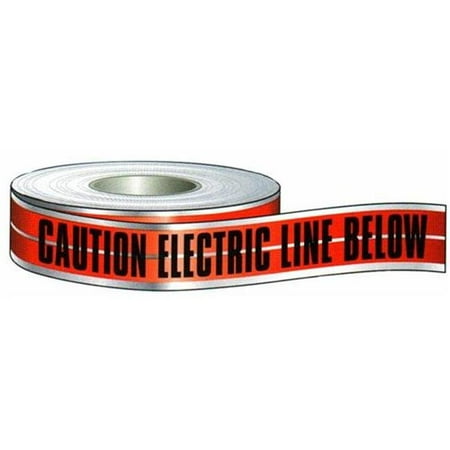 Morris Products 69040 Detectable Tape Caution Buried Electric Line Below 6 In. X 1000Ft Red