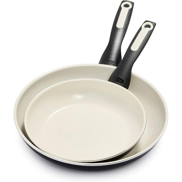 Juego de sartén antiadherente de cerámica GreenPan 8 y 10 pulgadas negro