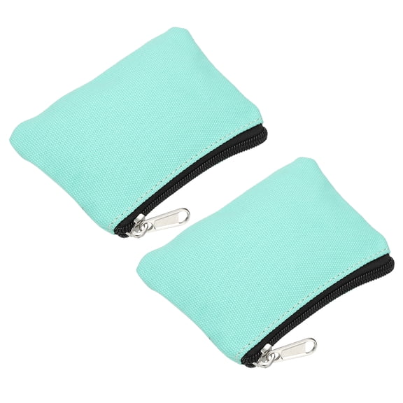 3.5" x 4.7" Coin Purse Pouch, 2 Pack Change Purses Small Organizer Bags with Zipper Canvas for Home, Green