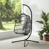 Walker Edison Boho Outdoor or Indoor Swing Egg Chair, Grey/Grey