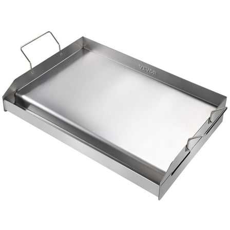 VEVOR Stove Top Griddle, 23.5"x16" Pre-Seasoned Stainless Steel Griddle, Rectangular Double Burner Griddle Pan, Non-Stick Family Pan Cookware with Handles and Oil Groove