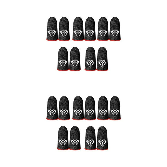 crativent 5 Pairs Gaming Fingertip Sleeves Non-slip Anti-Fingerprint Covers Breathable Ultrathin Silver Fiber Portable Gloves Red 2Set