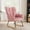Pink, variant on Skandiquip Nursery Rocking Chair, 440 Lbs Weight Capacity, Deep Padded Cotton Seat, Upholstered Glider Rocker with High Backrest, Anti-Tip Safety Design, Ideal for Bedroom Living Room, White