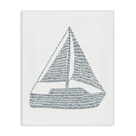 Stupell Industries Minimal Boat on White Coastal Painting Gallery Wrapped Canvas Art Print Wall Art, 16 x 20
