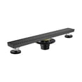 thumbnail image 2 of 24 Inches Linear Shower Drain with Removable Quadrato Pattern Grate, 304 Stainless Shower Drain Included Hair Strainer and Leveling Feet, Flange, 2 of 3