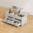 thumbnail image 2 of Greenstell Table Basse de Rangement à Plateau Relevable - Style Moderne avec 2 Tiroirs, Compartiment Caché et Plateau Relevable en Bois - Gris - 44 Pouces, 2 of 5
