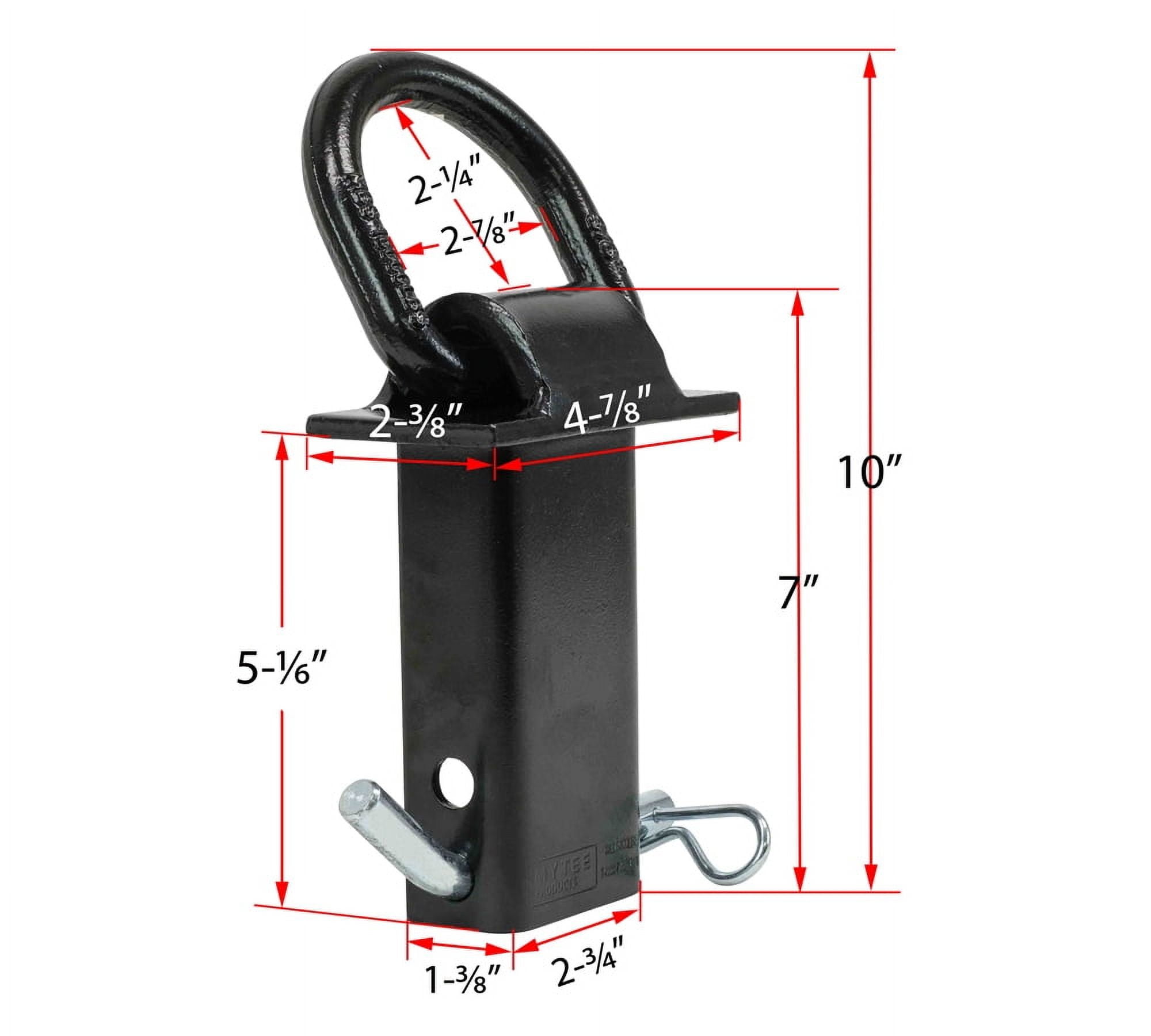 (8 Pack) Heavy Duty Adjustable Trailer Stake Pocket -Small 5/8 Inch Forged D Ring Black Powder Coated w/ 1/2" Hitch Pin, Load Limit 5400 lbs & 2 Adjustable Holes | Stake Pocket D-Ring