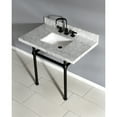 thumbnail image 3 of Kingston Brass KVPB3630MBSQ0 Templeton 36" Carrara Marble Vanity Top with Brass Legs (8-Inch, 3-Hole), Carrara Marble White/Matte Black, 3 of 7