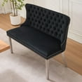 thumbnail image 2 of GZXS Luxury Tufted Velvet Dining Bench w/ Handcrafted Button Tufting, Nailhead Trim, and Silver Stainless Steel Legs, Modern 2-Seat Black Upholstered Loveseat Bench for Dining Area, 2 of 10