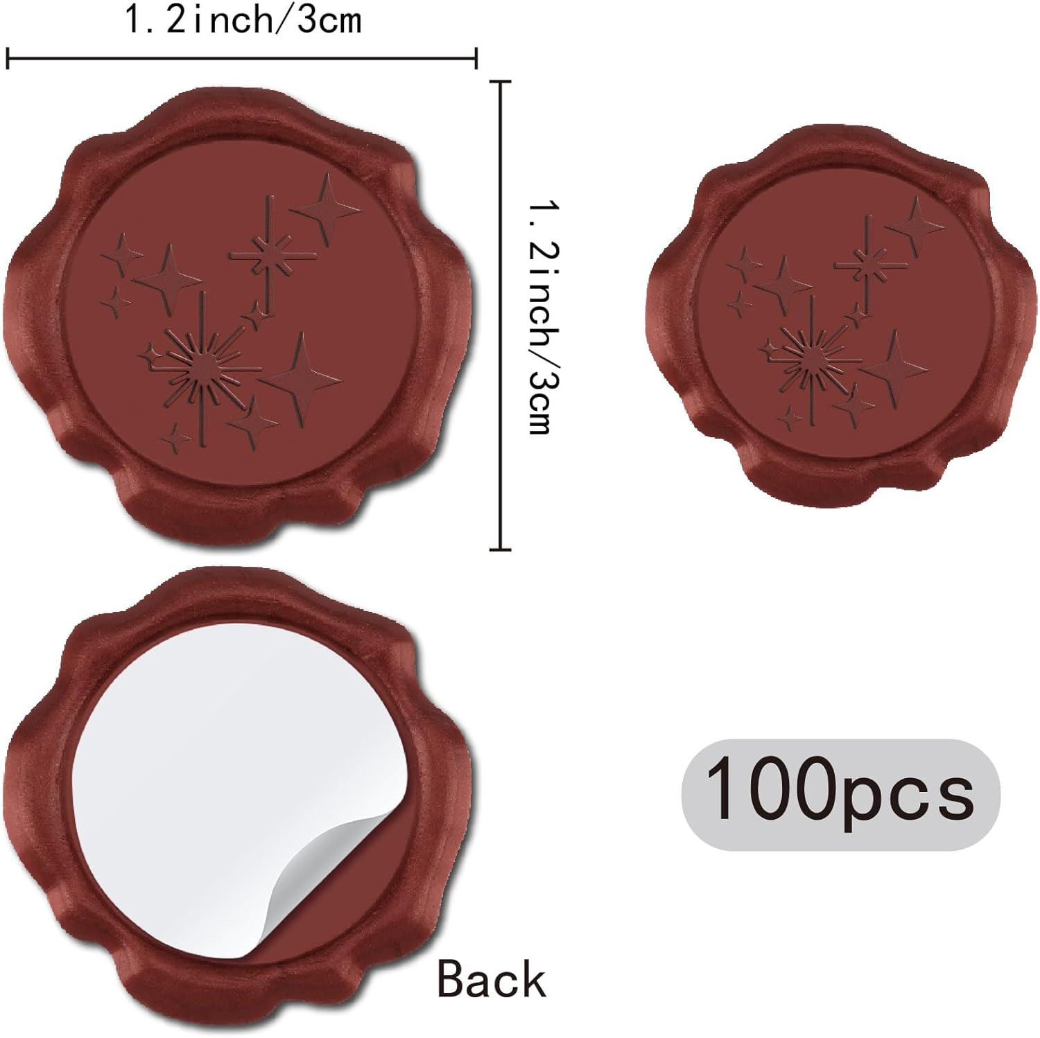 100Pcs Wax Seal Stickers Sending Bird Heart Wedding Invitation Envelope Sealing Stamp Sticker 30mm Self Adhesive Red Vintage for Gift Wrapping DIY Decor for DIY