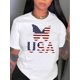 thumbnail image 1 of Women's Patriotic Butterfly & American Flag Print T-Shirt - Casual Crew Neck, Short Sleeve, Stretchy Polyester Blend, Machine Washable - Perfect for Summer, 1 of 6
