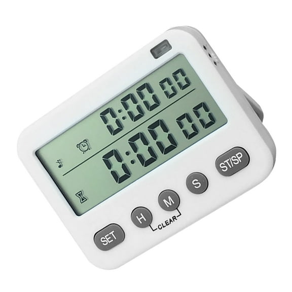 Masteelf White Plastic Countdown Timer with Loud Alarm and LCD Display for Time Reminding 99 Minutes 59