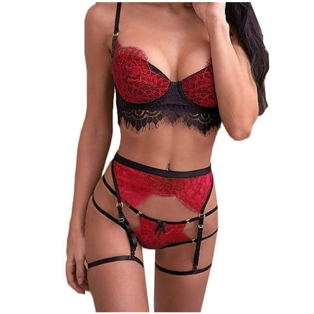 

Sentuca Bodysuit Women Sexy Set Lingerie Thong Sleepwear Lace Bra Panty Set Garter Belts Underwear Panties Set