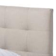 thumbnail image 5 of Baxton Studio Mitchell Rustic Industrial Walnut Wood Beige Fabric Dark Bronze Metal Queen Size Platform Bed, 5 of 8