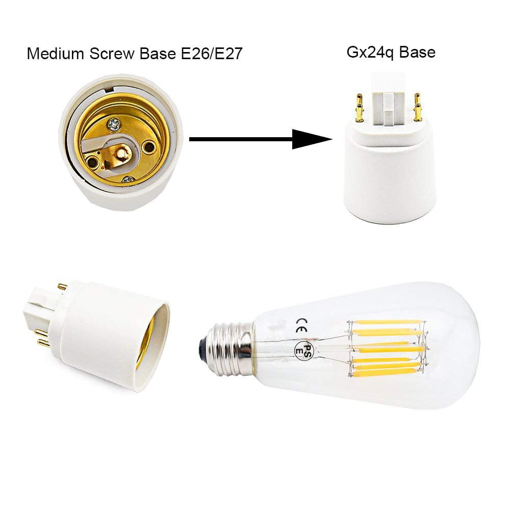 G24q 4 Pin 15mm To E27 E26 Screw Light LED Bulb·Lamp Hold U8T8 Adapter Conv Y6D2