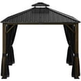 thumbnail image 5 of Hanover Wyatt 11.4' x 11.4' Hard Top Outdoor Gazebo Canopy with Mosquito Netting and Roof Vent, Heavy Duty Aluminum and Steel Frames - WYATTGAZ-BRN, 5 of 11