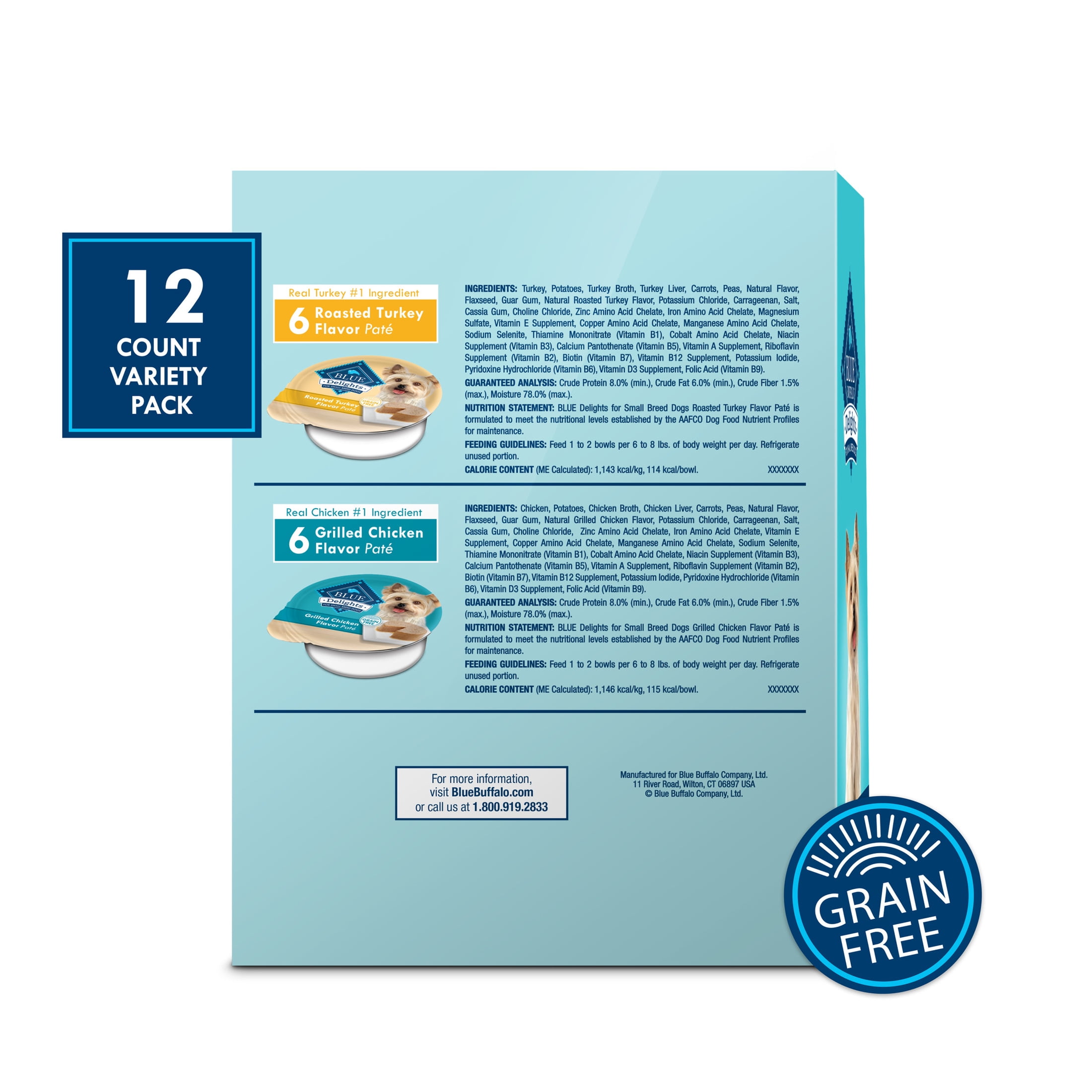 Blue Buffalo Delights Small Breed Natural Wet Dog Food Variety Pack, 3.5-oz. Cups, 12 Count