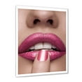 thumbnail image 2 of Designart 'Pink Female Lips With Finger On Mouth' Modern Framed Art Print, 2 of 4
