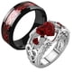 thumbnail image 1 of Anillo para parejas con rubíes en forma de corazón para hombres y mujeres, 1 of 5