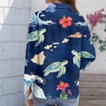 thumbnail image 5 of Hawaiian Shirts for Women Plus Size: Cool Summer Luau Shirt Hawaii Tropical V Neck Button up Tops Dark Blue XL, 5 of 5