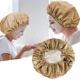 thumbnail image 2 of 1 Sleeping Cap Bradem Clear Out Deal, Double Layer Double Satin Sleep Cap Adjustable Drawstring Silk Satin Protective Sleep Cap Turban Hair Cap Large, Hair Care Gold, Polyester Hair Care Net, 2 of 6