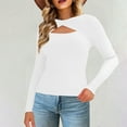 thumbnail image 2 of aidice T Shirts for Women Crewneck Long Sleeve Slim Fitting Tops Crisscross Comfy Keyhole Tee Shirts, 2 of 8