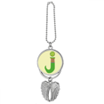thumbnail image 1 of J Alphabet Orange Fruit Cute Pattern Silver Wing Car Pendant Decoration, 1 of 4
