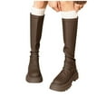 thumbnail image 4 of Xfvqtps Womens Flatform Boots Chunky Sole Sock Boots Stretch Elastic Long Calf Boots Fashion Comfortable Low Heel Winter Streetwear Shoes Brown, 4 of 8