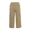 thumbnail image 5 of Gifts Clearance Women Capris for Summer Women Summer Elasticated Waist Multi-pocket Casual Cargo Pants Khaki 2XL, 5 of 5