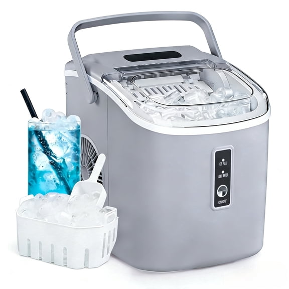 Simzlife 26 lbs/24H Countertop Ice Maker Machine, 9 Bullet-Shaped Ice in 6 Min, Auto-Cleaning