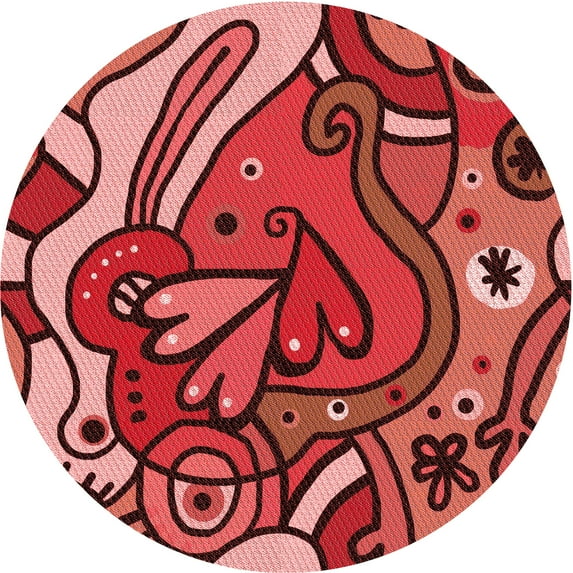 Ahgly Company Machine Washable Indoor Square Transitional Cranberry Red Area Rugs, 3' Square
