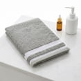 thumbnail image 4 of REGALWOVEN 2 Pack Pure Cotton Hand Towels with Textured Stripe Border, Soft Absorbent Quick Drying Decorative Towel Set for Bathroom Grey 29" x 13", 4 of 7