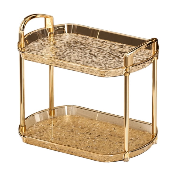 Estante de almacenamiento de plástico transparente de 2 niveles para baño, cocina, organizador de cosméticos, expositor de tazas de escritorio para decoración de artículos de tocador.