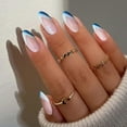 thumbnail image 3 of Fofosbeauty 24pcs Press on False Nails Tips, Almond Fake Nails, V Bluewhite, 3 of 7