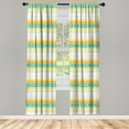 thumbnail image 2 of Ambesonne Pastel 4-Panel Curtains, Hand Drawn Tribal Motifs, 56"x63", Teal Orange Pale Yellow, 2 of 4