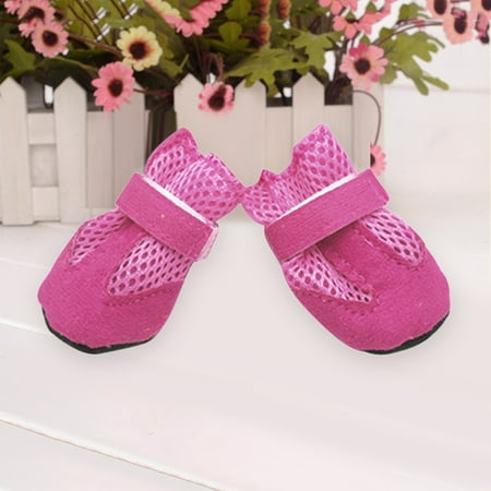 Sijiali 4Pcs Dog Puppy Pet Soft Mesh Anti-slip Shoes Boots Comfortable Casual Sneakers