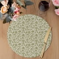 thumbnail image 3 of Green Floral Round 15 Inch Placemats Set of 6, Vintage Rustic Botanical Spring HeatResistant Non Slip Place Mats for Dining Table, Wipeable Braided Kitchen Table Mats for Housewarming, 3 of 9