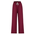 thumbnail image 4 of Loopsun Plus Size Womens Pants, Wide Leg Pants for Women, Women's Fashionable Solid Drawstring Wide Leg Pants Wine S, 4 of 4