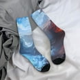 thumbnail image 5 of Fuzoiu Red And Blue Fire Mountains Print Athletic Crew Socks for Men & Women,Casual Crew Socks,Above Ankle Crew Socks for Business, Casual, 5 of 6