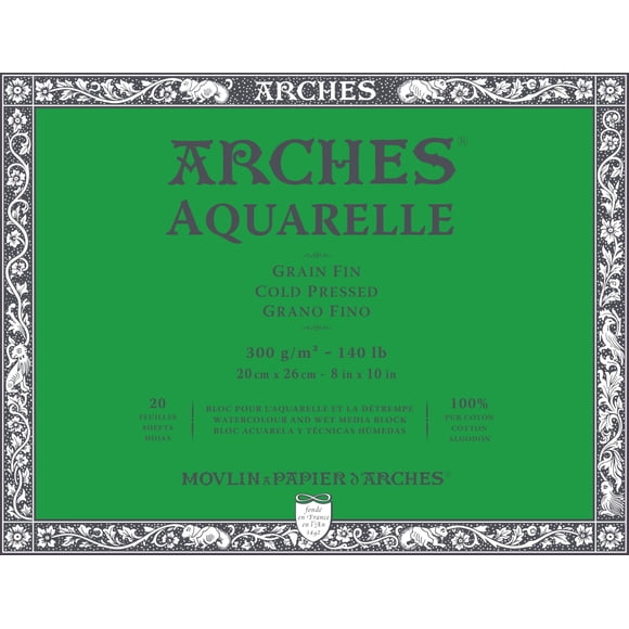 Bloque de papel de acuarela Arches Cold Press, 8 x 10, 300 g/m²